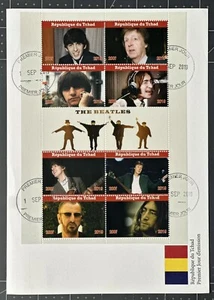 Chad 2019 FDC with The Beatles stamps sheet 2019-Chad Pop Rock music - Picture 1 of 1