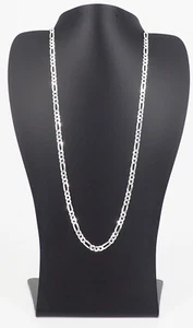 Solid 925 Sterling Silver Italian 5.5mm Flat 22” Figaro Link Chain Necklace ital - Picture 1 of 9