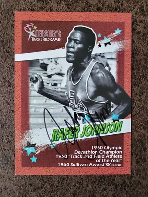 Hershey's Track & Field Games Rafer Johnson large postcard - Autographed! - Image 1 of 3