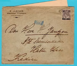 NETHERLANDS EAST INDIES cover 1902 Soerabaja to KRAS near Kediri - Picture 1 of 2