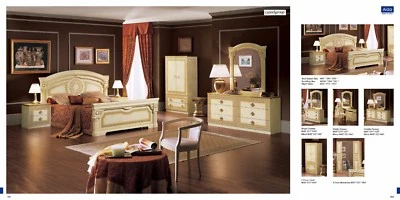 ESF Aida Ivory & Gold Finish King Size Bedroom Set 6 Pieces, Made in Italy - Image 1 of 4