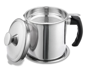 Grease Container With Strainer Stainless Steel Oil Container Pot Fat Storage - Picture 1 of 7