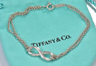 Tiffany & Co Sterling Silver Double Chain Infinity Bracelet 6.8" Boxed Lovely
