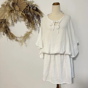Saint Claire ( Imagine ) Dress Made IN ITALY WHITE LINEN Cotton Boho Woven OS - Picture 1 of 15