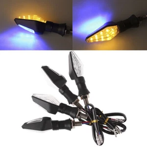 12LED Amber+Blue Motorcycle Turn Signal Indicator Light Blinker Universal US _ou - Picture 1 of 9