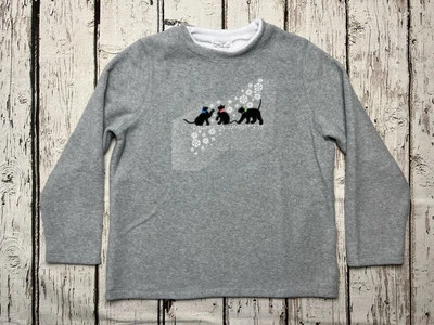 Moletom feminino Y2K Black Cats Kitty brincando na neve cinza lã gola redonda - G - Imagem 1 de 4