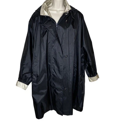 Abrigo Totes Impermeable Negro Beige Dorado Extraíble Capucha Grande Chaqueta de Largo Medio Foto 1 de 4