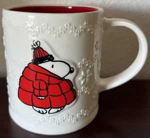 2025 Peanuts Puffer Jacket Snoopy & 3D Snowflakes Ceramic 16 oz Mug New - Picture 1 of 5