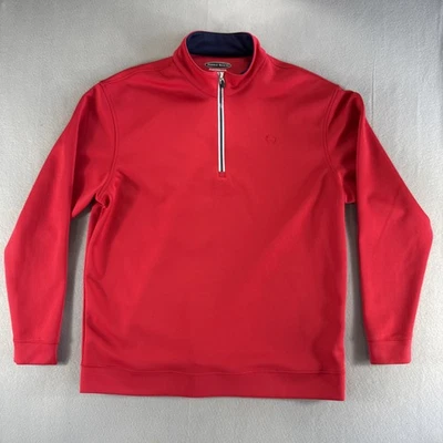 Pebble Beach Red 1/4 Zip Pullover Sweatshirt Black Shoulder Trim Men’s Size L - Image 1 of 4