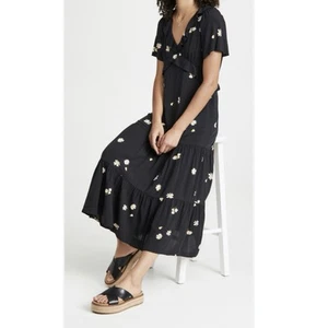 Madewell | Lazy Daisies Ruffled Tiered Casual Retro Style Maxi Dress Size 10 - Picture 1 of 5