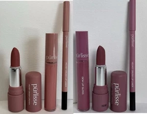 Purlisse Lip Kit Trio Pinky Nude & Mauve Berry Elevate Your Lip Game 6ps Set - Picture 1 of 1