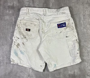 Vintage 90s Dickies Sherman Williams White Painter Canvas Shorts Workwear sz 34 - Picture 1 of 14
