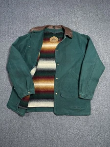 Woolrich Mens M Vintage Barn Chore Jacket Wool Lined Leather Collar Canvas Coat - Picture 1 of 14