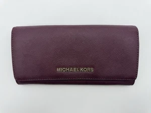 Cartera Larga Michael Kors Continental Acordeón Borgoña Cierre a Presión 7.5"x4" - Imagen 1 de 19