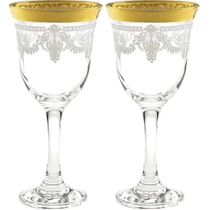 Juego de dos copas de vino italianas de cristal de Murano con flora grabada - Imagen 1 de 8