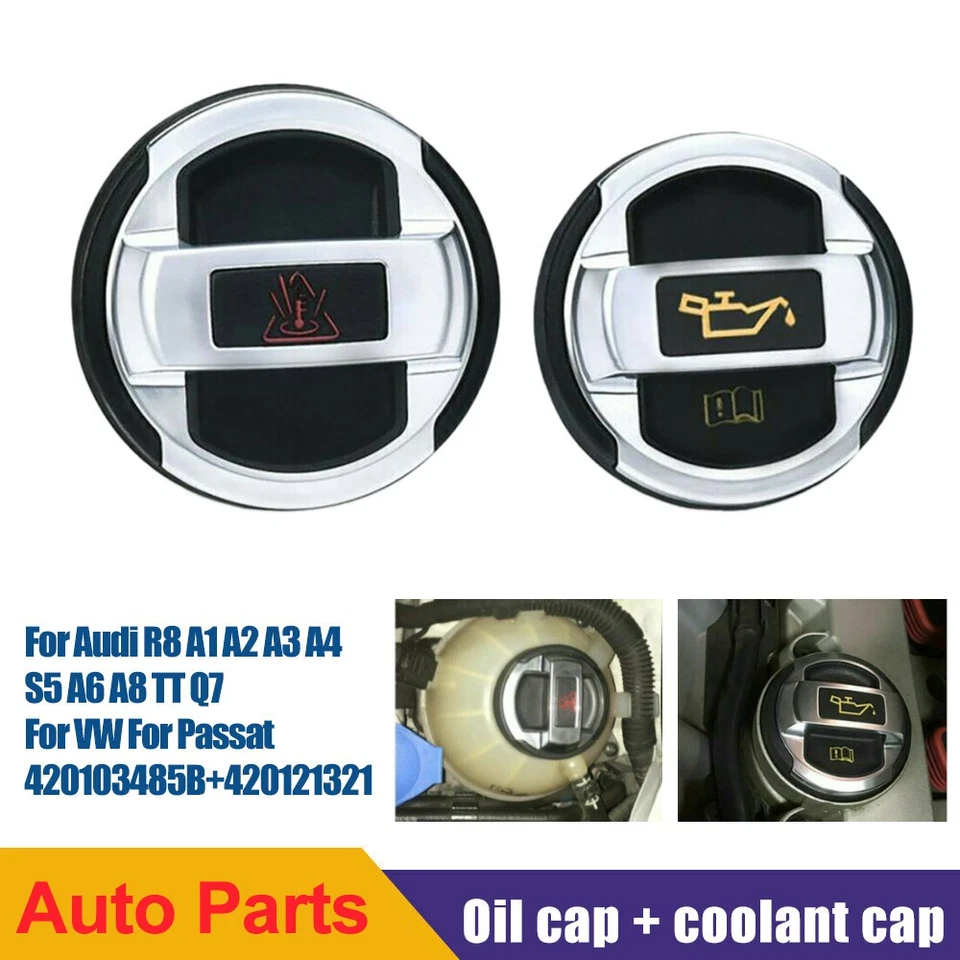 Kit de tapa de llenado de aceite de plástico y tapa de tanque apto para Audi A1 A2 A3 A6 A8 R8 Q7 Foto 1 de 4