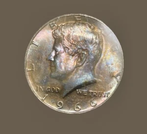 1966 50C Kennedy Half Dollar Big Toner - Picture 1 of 2