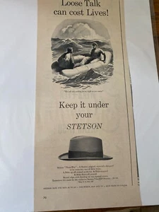 Vintage 1943 Stetson Hats The Sub Was Waiting WW II Home Front ad - Picture 1 of 1