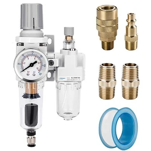 NANPU 1/4" NPT Auto-Drain Air Filter Regulator Lubricator Combo - Picture 1 of 7