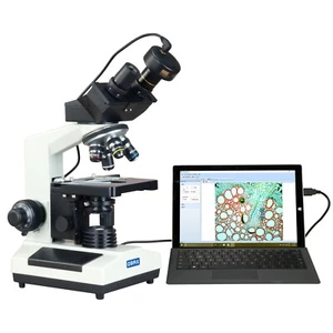 Microscopio compuesto binocular de laboratorio OMAX 40X-1600X con cámara digital de 1,3 MP - Imagen 1 de 8
