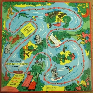 Walt Disneys Adventureland Spielbrett 50er Jahre Parker Brothers, Elefant Tiger - Bild 1 von 2