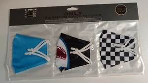 Orly Fashion Face Masks 3 Pack Youth size (Light Blue, Shark, Checkerboard) - Picture 1 of 2
