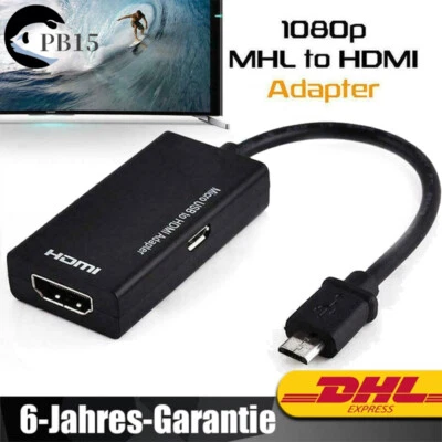 Micro USB auf HDMI Adapter MHL Konverter Kabel für Samsung Galaxy S2 Nexus HTC - Bild 1 von 4