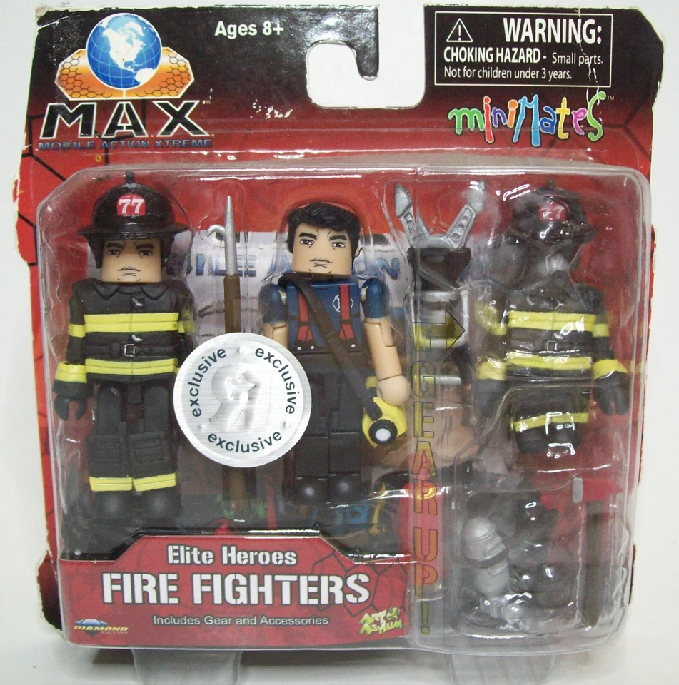 MAX Minimates Fire Fighters BLACK HELMETS Action Figure Elite Heroes