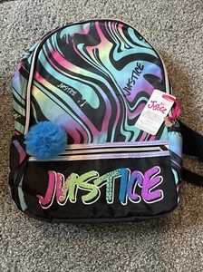 Justice• 2 Piece 17" Backpack Set• Black/  Multi-Neon Color Swirl•  - Picture 1 of 8