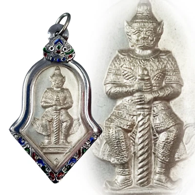 Colgante amuleto tailandés gigante dios de los ricos Thao Wessuwan carcasa de acero inoxidable Foto 1 de 4