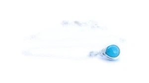 Turquoise Mountain Jade Sterling Silver Necklace | Dainty Simplistic 8mm - Picture 1 of 3