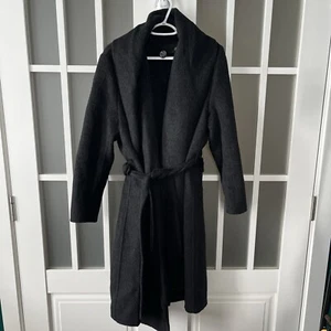 NWT Kobi Halperin Yael Tie Front Wool Blend Coat Dark Charcoal Women Large $898 - Imagen 1 de 16