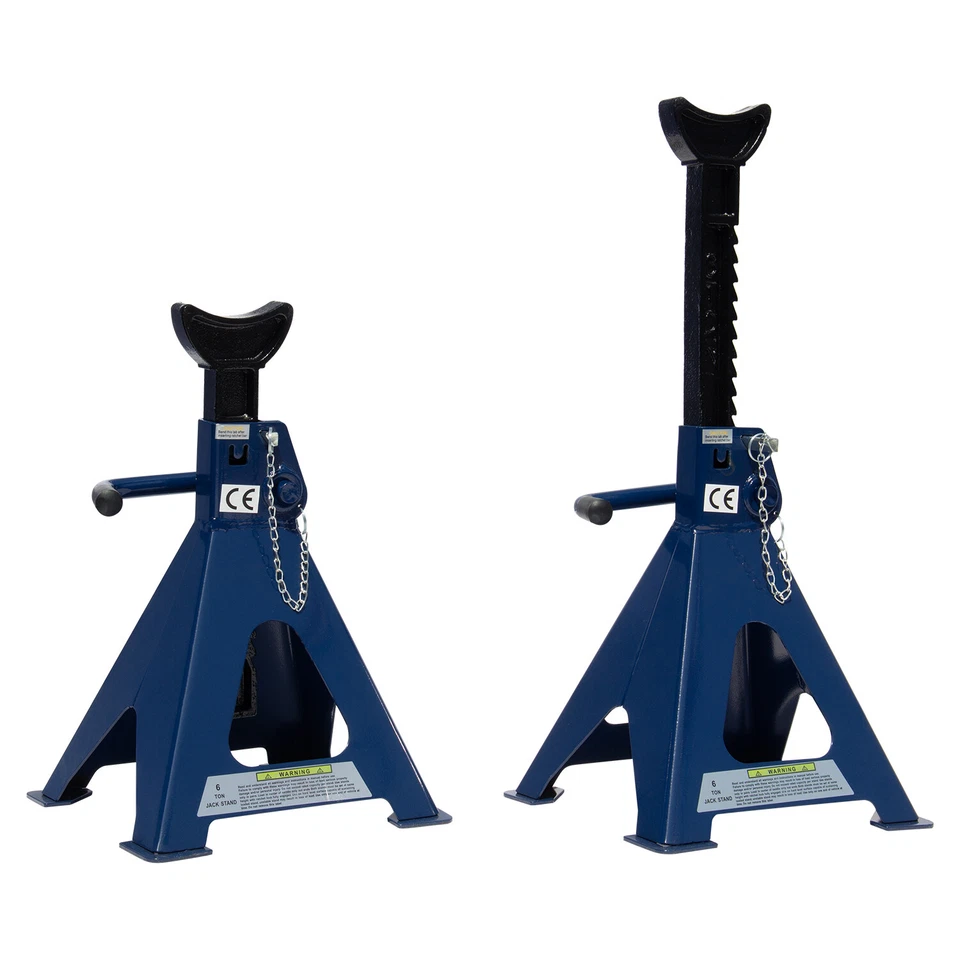 6 Ton (12,000 LBs) Capacity Double Locking Steel Jack Stands, 2 Pack, Blue - Image 1 of 4