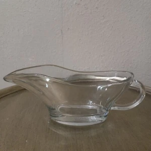 Clear Glass Anchor Hocking 10 Oz Gravy Boat USA #1028 With Handle 3835 - Picture 1 of 8