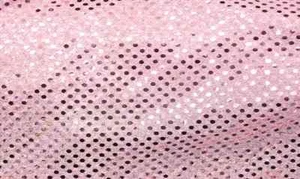 CONFETTI SEQUIN DISCO DOT KNIT PINK FABRIC 3MM POLKA DOT PAGEANT DANCE CHEER - Picture 1 of 1