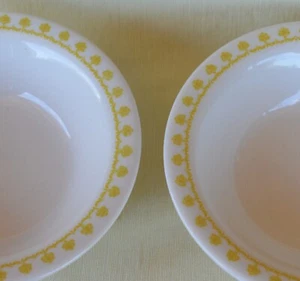 2 VTG Buffalo China Restaurantware Pudding or Berry Bowls Yellow Gold Leaves USA - Picture 1 of 10