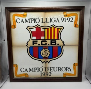 Vintage F.C. Barcelona Campio Lliga 91-92 4 Keramikfliesen Wandaufsteller 333 x 333 mm - Bild 1 von 5