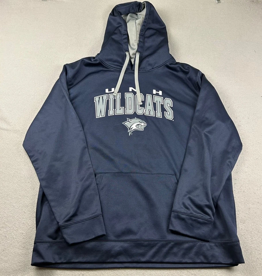 UNH Wildcats Hoodie Mens 3XL Blue Long Sleeves NCAA Pullover Sweatshirt - Image 1 of 4
