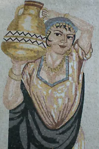 Olla de agua beduina gitana árabe vestido tradicional mosaico de mármol - Imagen 1 de 1