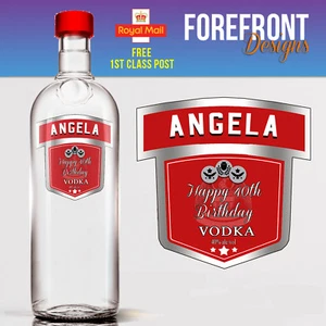 Etiqueta Botella Vodka Roja Personalizada Perfecto Favor Boda/Cumpleaños Cualquier Ocasión - Imagen 1 de 5