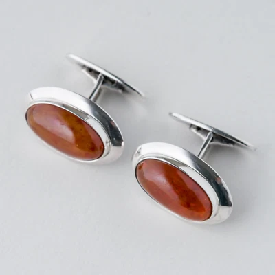 Manschettenknöpfe 925er Silber 9,24 g Bernstein Sterling Denmark - Bild 1 von 4
