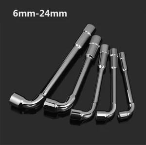 6~24mm Metric L Shaped Angled Head Open Hex 6 point Socket Wrench Spanner silver - Picture 1 of 10