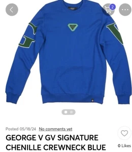 Avenue George V Paris NWT SZ XXL Blue Sweatshirt Green Couture Logo GV-2409 - Picture 1 of 7