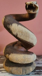 Snake Statuette Coiled Serpent Resin Figurine Sculpture 8-in x 4.5-in - Picture 1 of 10