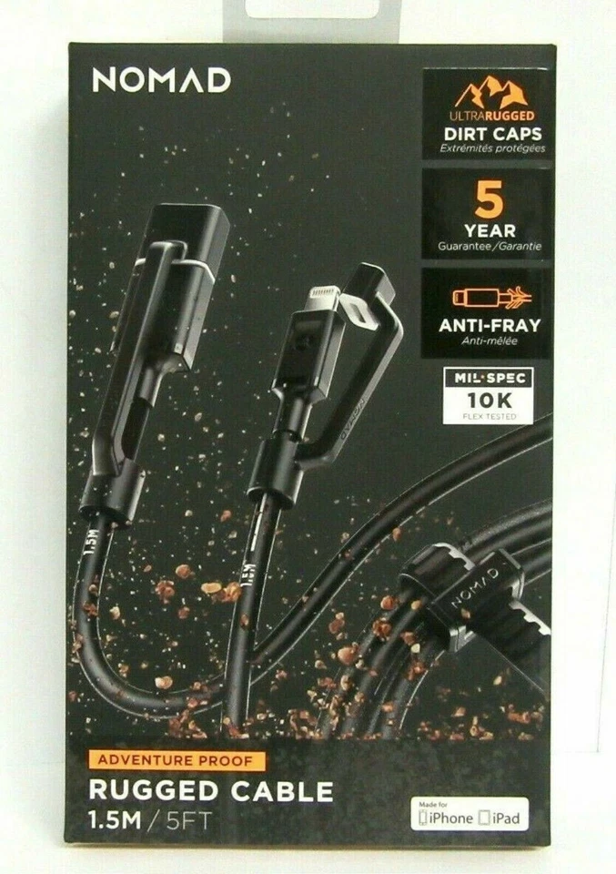 Nomad Rugged 1.5m Lightning Cable With Dirt Caps