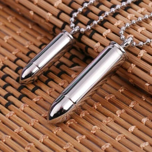 2x Men Women Stainless Steel Memorial Cremation Ash Urn Bullet Pendant Necklace - Picture 1 of 9