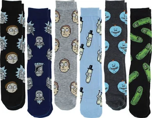 Rick and Morty Men's Casual Crew Socks, 6-Pack, Size 8-12 - Picture 1 of 8