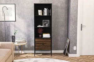 Opus Black & Walnut 2 Drawer Bookcase - Picture 1 of 6