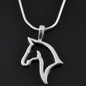 Men Women Punk Swift Horse Head Silver Tone Chain Necklace Pendant Jewelry Gift/