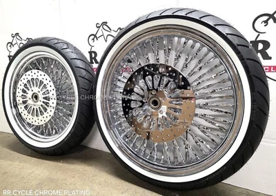 DNA 52 Cali Twisted Spoke 21 18 Wheels Rotors Tire Harley Softail 00-07 Heritage - Image 1 of 4